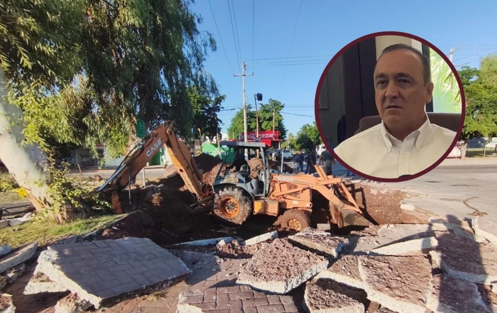 ¡Nuevo socavón sobre el Centenario en Los Mochis! Cayó un operador y maquinaria en la oquedad