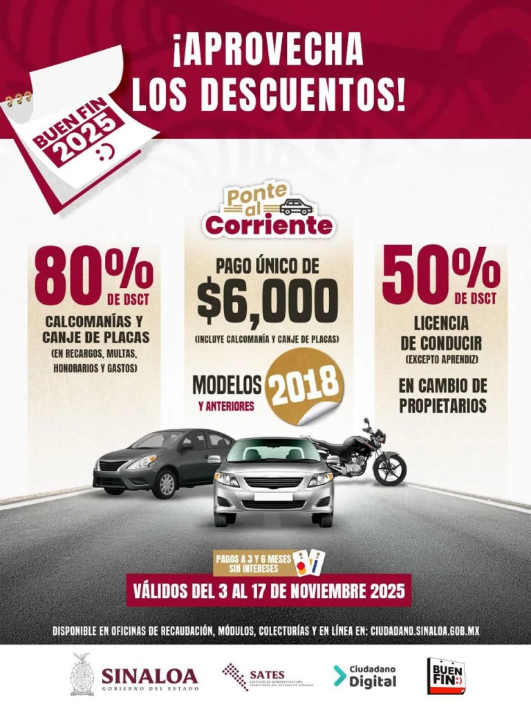 Inicia el “Buen Fin” en Sinaloa con descuentos en SATES