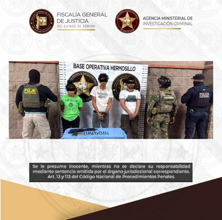 Cae trío vinculado a célula criminal en Hermosillo tras operativo conjunto
