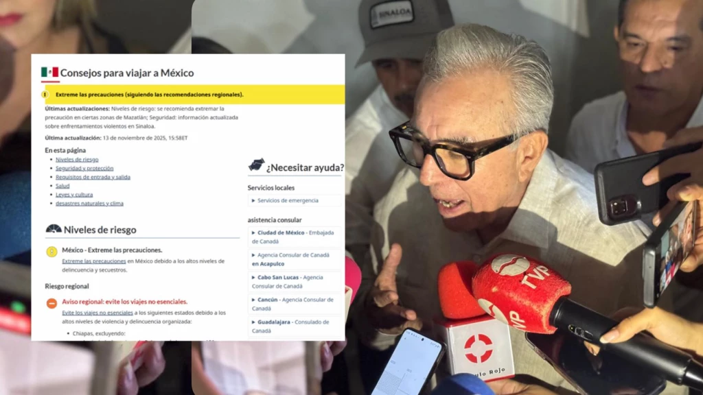 Alerta de viaje de Canadá incluye a Sinaloa; Gobernador Rocha Moya sugiere posible error