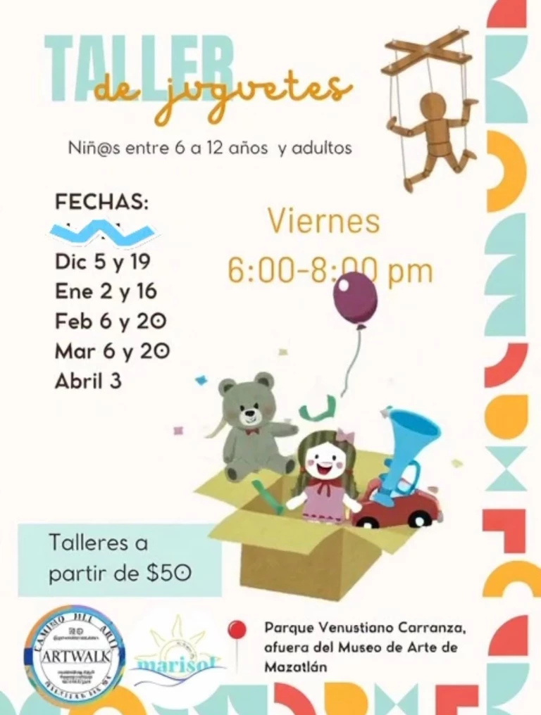 Taller de juguetes artesanales para niños llegará al Parque Venustiano Carranza en Mazatlán
