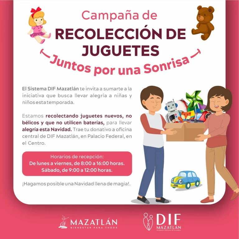Sistema DIF y Gobierno de Mazatlán invitan a apoyar a campaña de recolección de juguetes “Juntos por una Sonrisa”