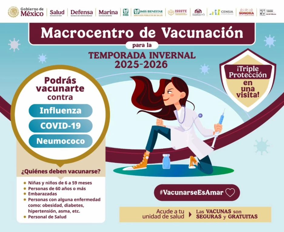 Arranca gran Macrocentro de vacunación invernal en Hermosillo