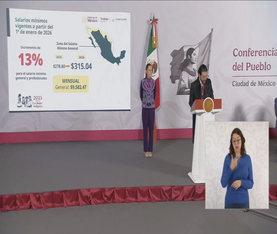Aumenta el salario mínimo en México a aplicarse en el 2026