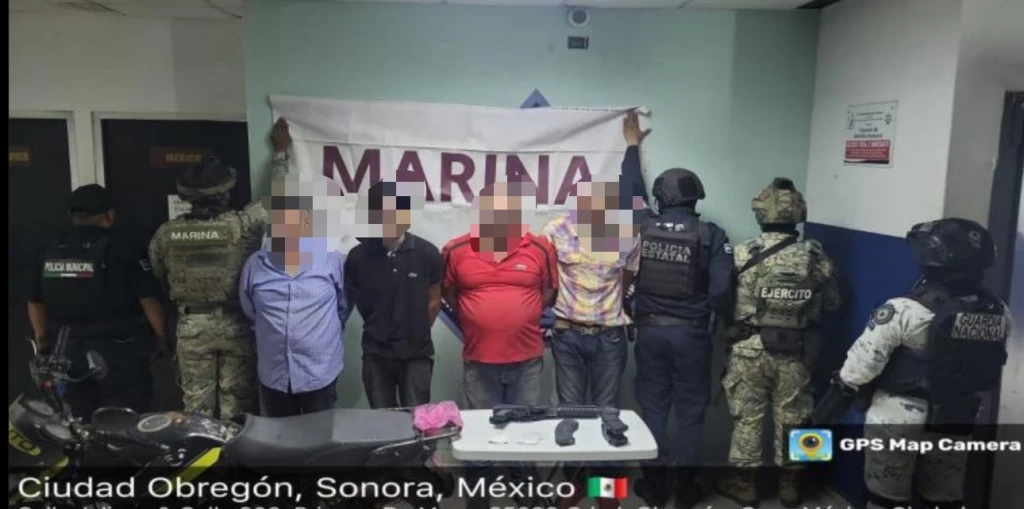 Operativo en Cócorit culmina con cuatro detenidos y decomiso de arma larga y droga