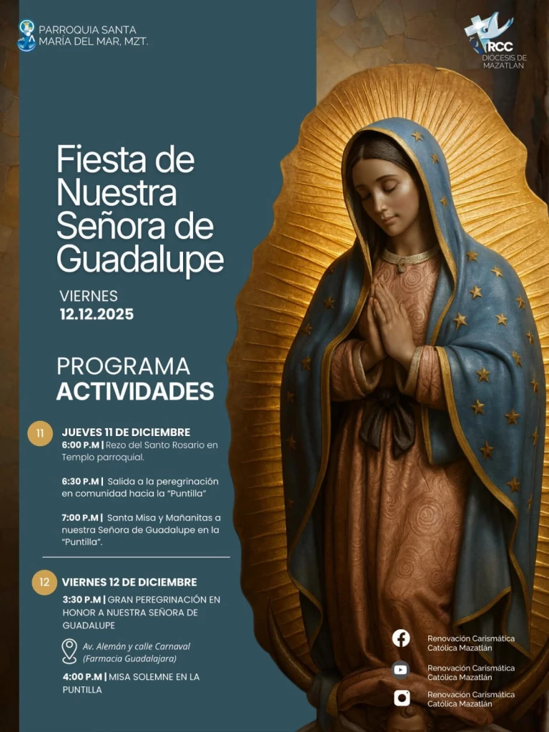 Parroquia Santa María del Mar de Mazatlán convoca a la comunidad a las fiestas de la Virgen de Guadalupe
