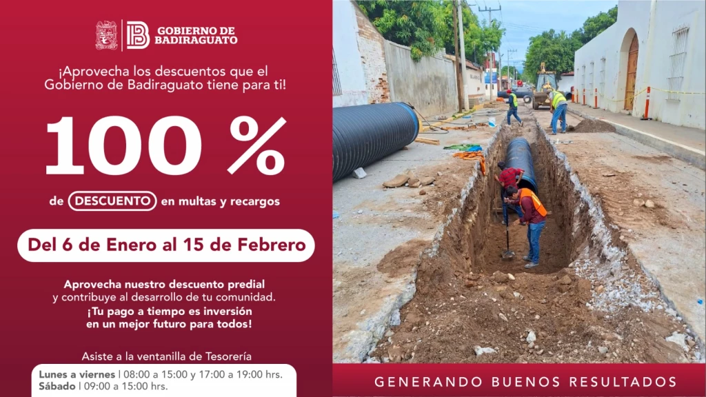 Badiraguato anuncia descuento del 100 % en multas y recargos del impuesto predial