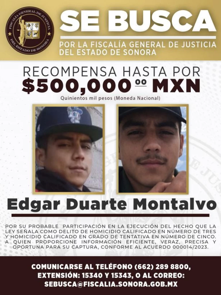 FGJES publica recompensa por información que permita la captura de los sujetos responsables del triple homicidio en Estación Corral