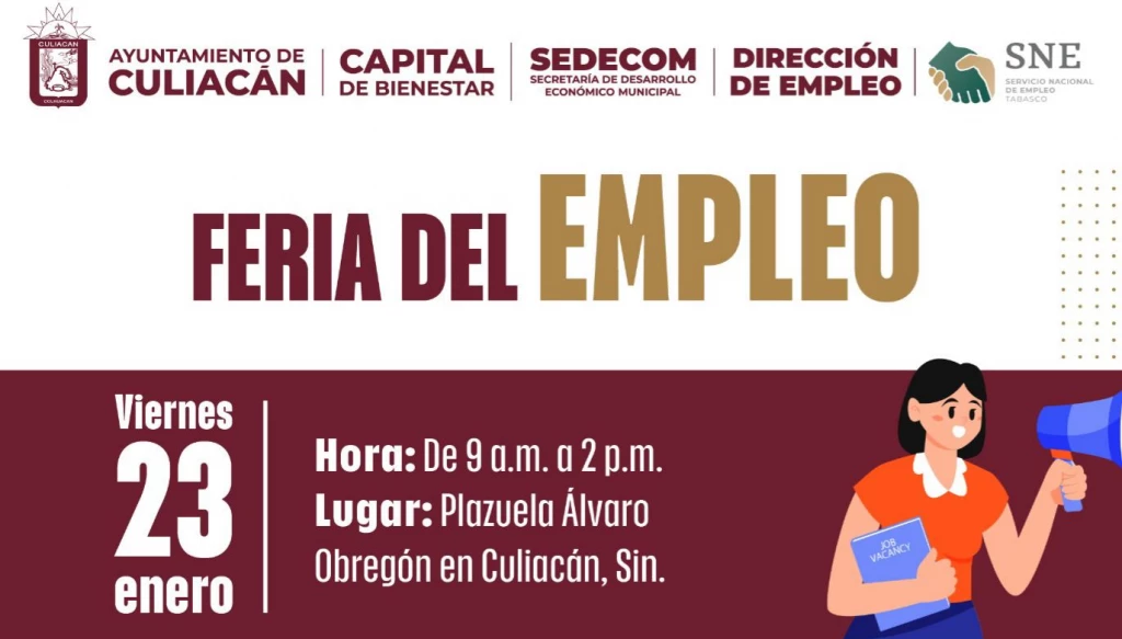 Más de 30 empresas participarán en la Feria del Empleo en Culiacán