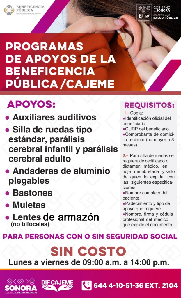 DIF Cajeme invita a la ciudadanía a acceder a los apoyos de la Beneficencia Pública