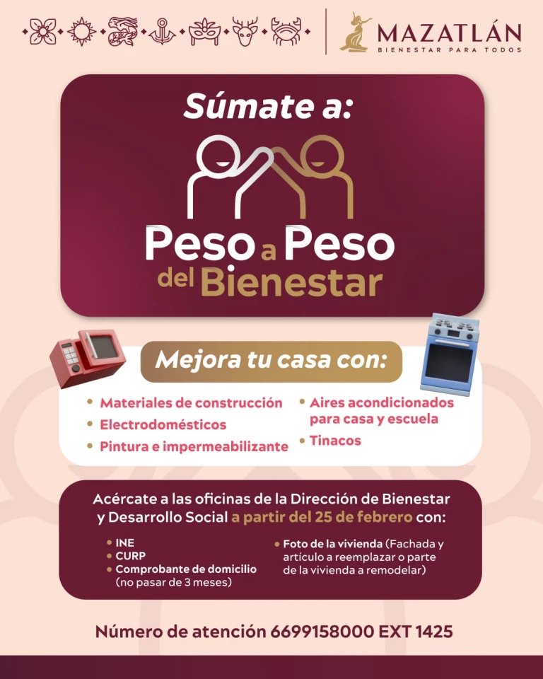 Abren convocatoria de programa “Peso a Peso del Bienestar"