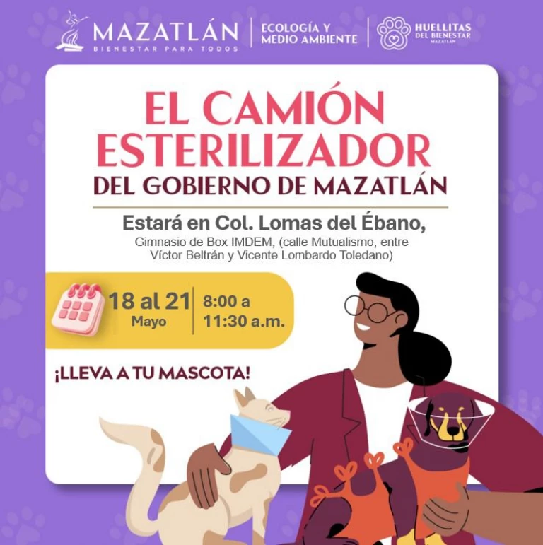 Camión esterilizador estará en la colonia Lomas del Ebano