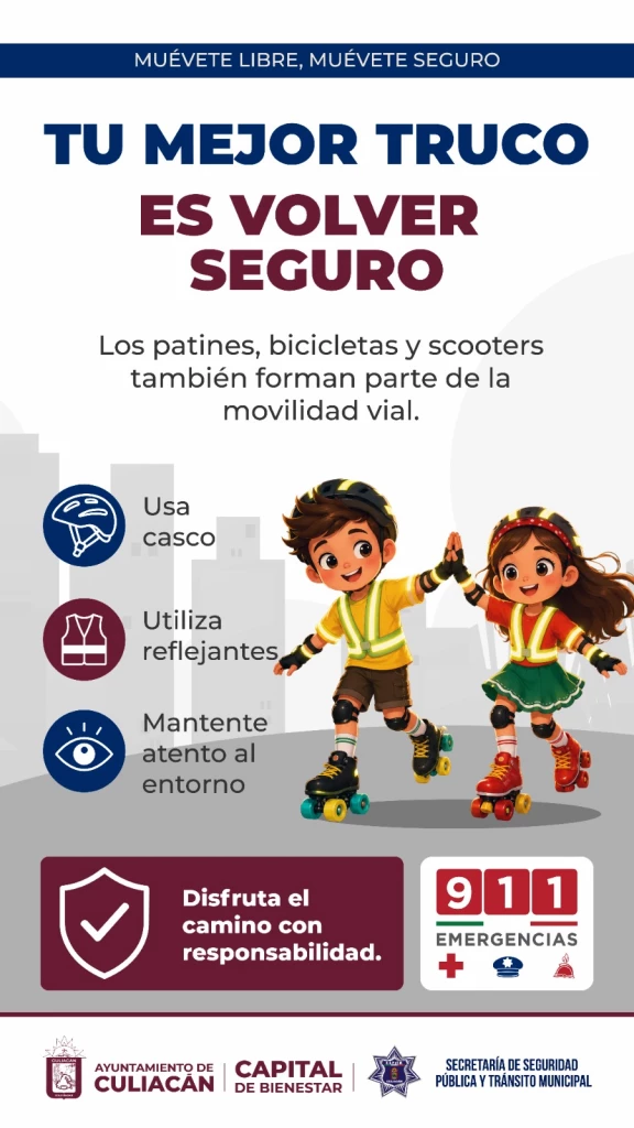 Promueve la SSPyTM medidas de prevención en usuarios de patines y patinetas