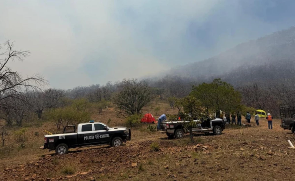 Policía Estatal apoya labores contra incendio forestal en Arivechi