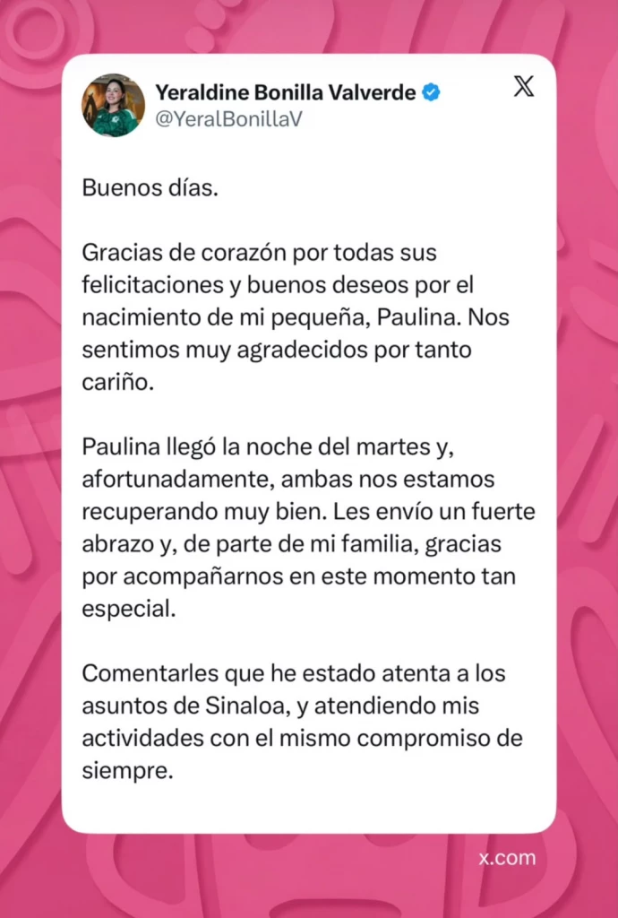 Agradece Gobernadora felicitaciones
