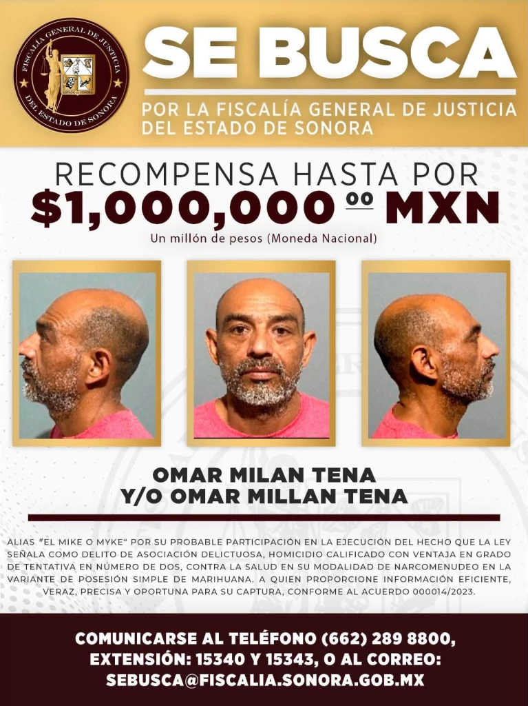 Ofrecen hasta un millón de pesos por información de cada uno de los tres reos fugados en Sonora 