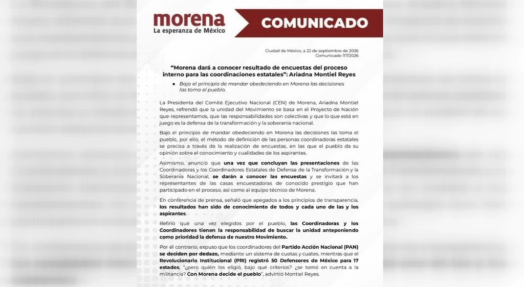 Morena dará a conocer el resultado de las encuestas del proceso interno