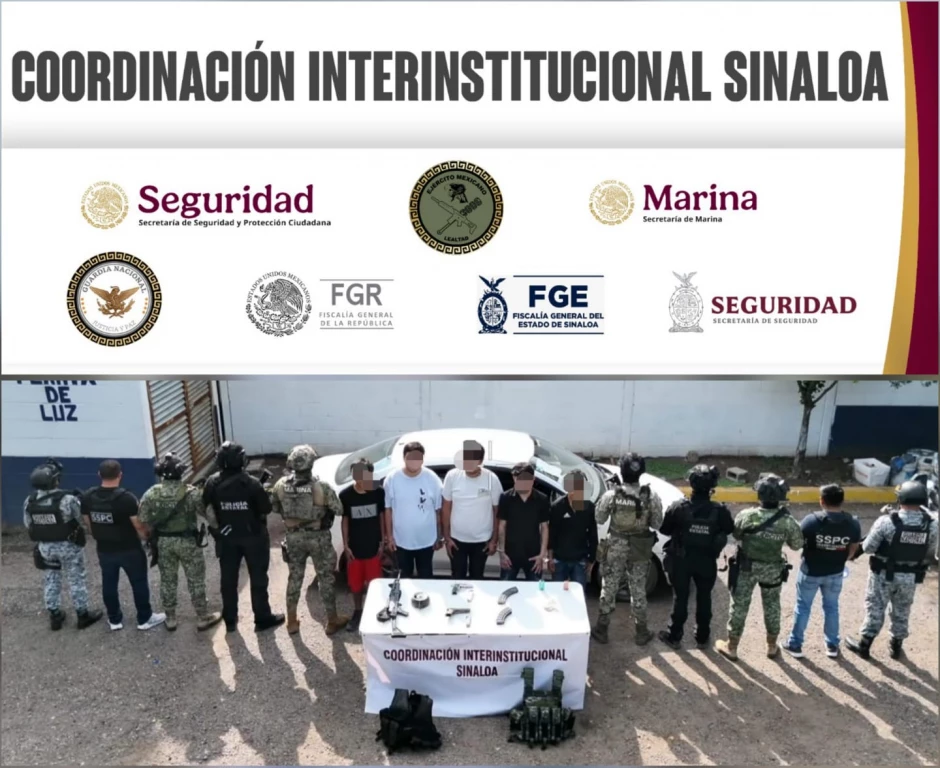 Presentan a los cinco detenidos en Aguaruto, Culiacán