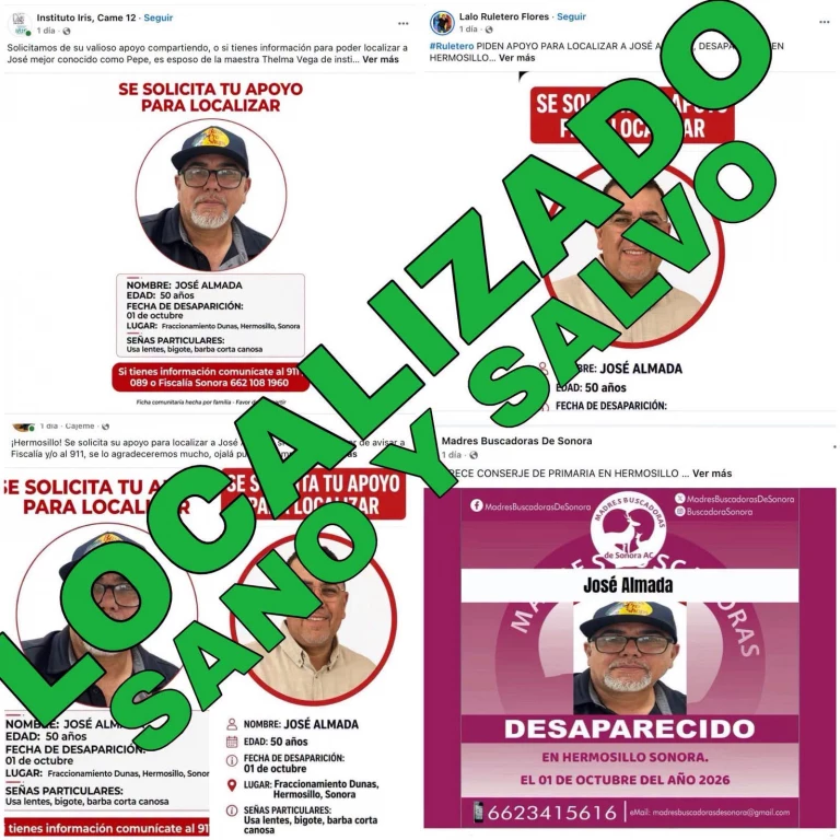 Localizan sano y salvo a conserje reportado como desaparecido en Hermosillo