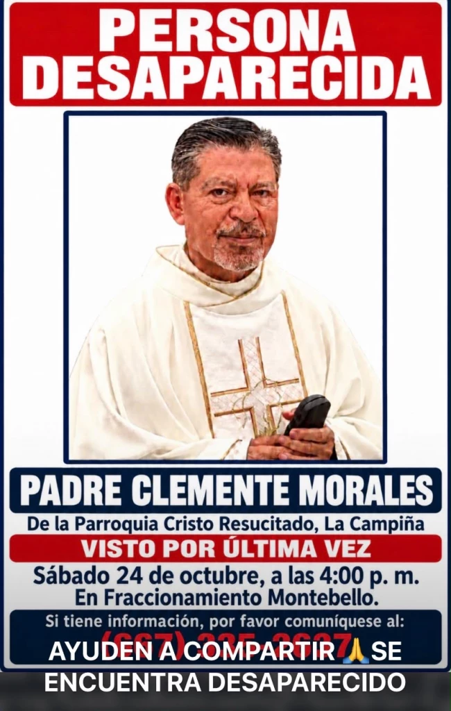 Sacerdote de Culiacán permanece desaparecido