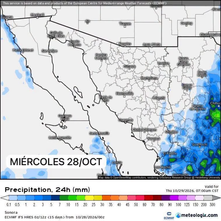 Prevén tiempo estable para este miércoles en Sonora, pero pronostican lluvias moderadas a fuertes para el viernes
