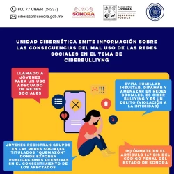 Emite Unidad Cibernética de Sonora recomendaciones para prevenir el delito de ciberbullying