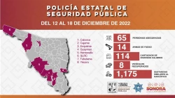 Incauta Policía Estatal armas de fuego y sustancias prohibidas en diversos municipios de Sonora