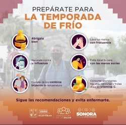 Secretaría de Salud recomienda protegerse ante las bajas temperaturas en Sonora
