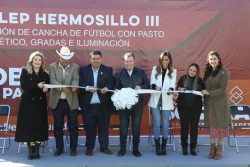 Entrega Gobierno de Sonora cancha de pasto sintético a plantel Conalep III en Hermosillo