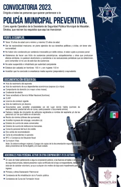 Policía de Mazatlán abre convocatoria para formar parte de su equipo