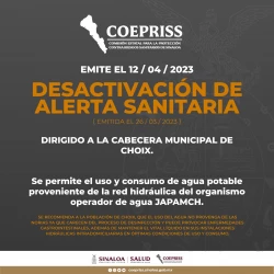 La COEPRISS desactiva la alerta sanitaria en el Municipio de ChoiX