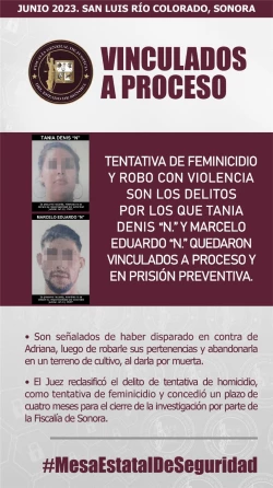 En prisión preventiva por los delitos de tentativa de feminicidio y robo con violencia
