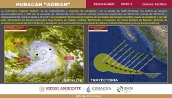 El ciclón Adrián se intensifica a huracán en el Pacífico de México
