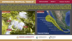 La Depresión Tropical DOS - E se localiza al sur de Guerrero