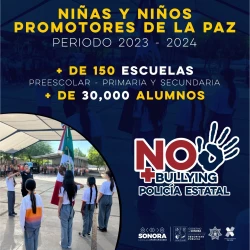 Para promover la cultura cívica, Policía Estatal proyecta sumar a más de 30 mil niñas y niños al programa Promotores de la Paz