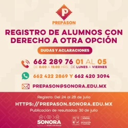 Inicia SEC Sonora registro de alumnos con derecho a otra opción en espacios en media superior