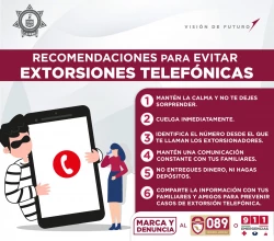 Emite la SSPM recomendaciones para no ser víctima de extorsión telefónica