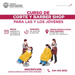 Abren nueva convocatoria para curso de corte y barber shop en Cajeme