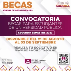 Gobierno de Sonora invita a estudiantes de universidades públicas a solicitar la beca Sonora de Oportunidades