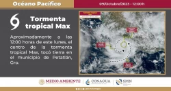 La tormenta Max toca tierra en Guerrero