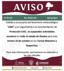 Segundo día sin clases por “Lidia”