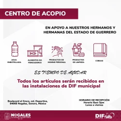 Abren centros de acopio para damnificados de Guerrero en Nogales