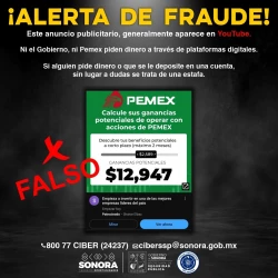 Detecta Unidad Cibernética de Sonora anuncio falso que oferta acciones en empresa paraestatal