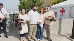Caminar descalza no es un sacrificio: Yolanda peregrina que llego a La Lomita