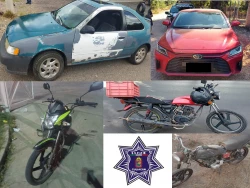 Asegura la SSPyTM dos automóviles y tres motocicletas con reporte de robo  en sectores de la ciudad