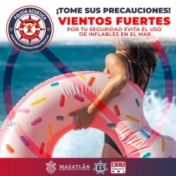 Policía Acuática de Mazatlán restringe ingreso con inflables al área de playa