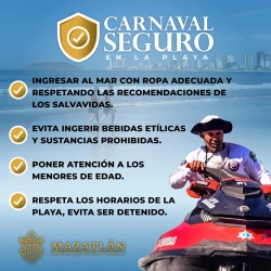 Salvavidas advierte incremento de bañistas por carnaval de Mazatlán