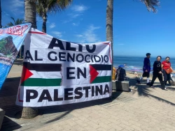 Mazatlecos se suman a protesta por el alto al fuego en Palestina