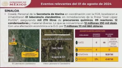 SEMAR decomisa más de mil litros de precursores químicos en Cosalá