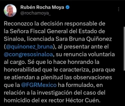 Sara Bruna Quiñonez renuncia a la Fiscalía de Sinaloa